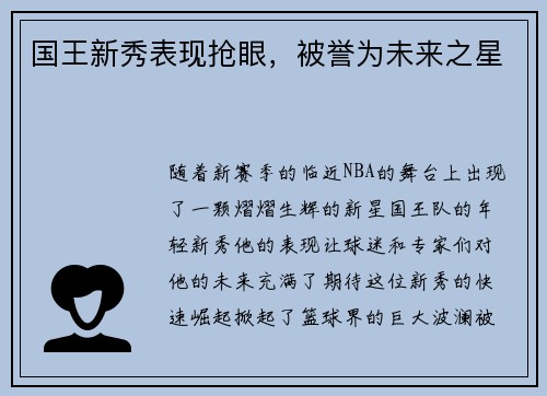 国王新秀表现抢眼，被誉为未来之星